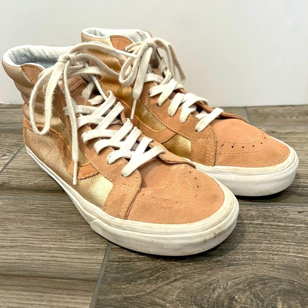 Vans Two Tone Metallic Sk-8 Hi Reissue Rose Gold High Top Sneaker Sz Women's 8.5 - Picture 2 of 14